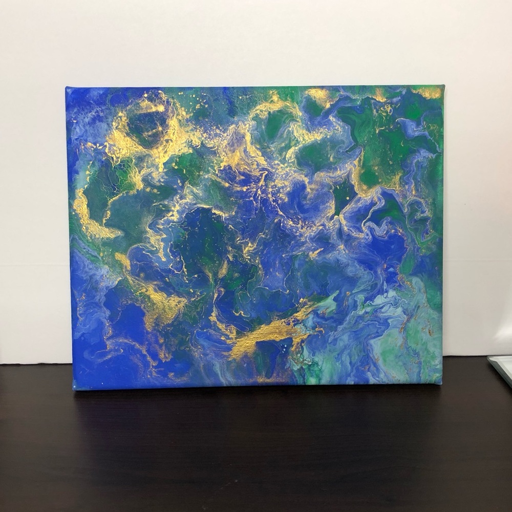 “Earth vibes” Fluid art painting 8x10